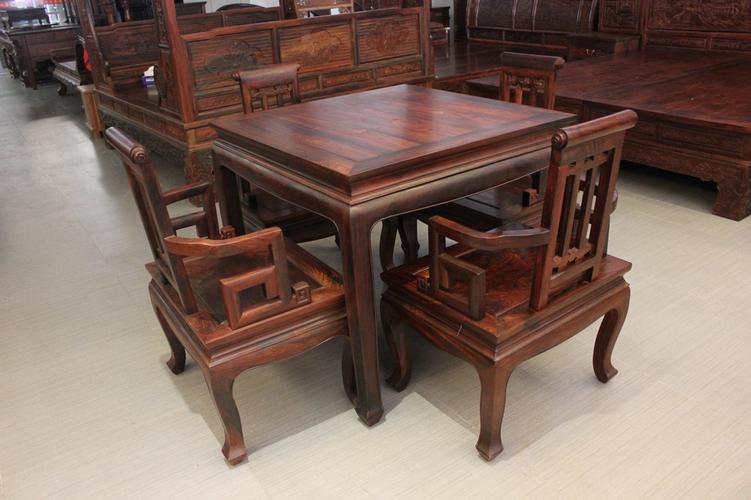 老挝大红酸枝高档泡茶桌六件套 古典家具 红木家具 中式家具图片_1